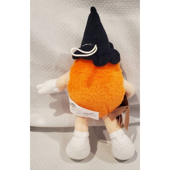M&M Orange Halloween Fun Friend Plush Toy With Witch's Hat And Broom Decor - Picture 2 of 6